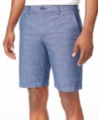 Ben Sherman Men's 10 Flat-front Micro-stripe Linen Blend Shorts