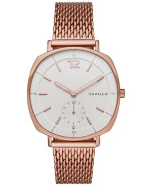 Skagen Women's Chronograph Rose Gold-tone Stainless Steel Mesh Bracelet Watch 34x39mm Skw2401