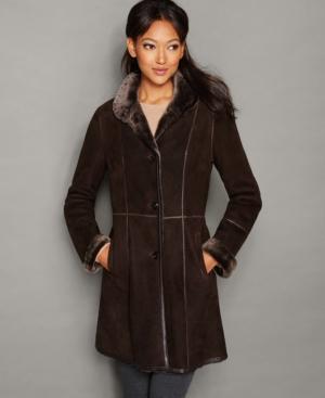 The Fur Vault Stand-collar Shearling Lamb Coat