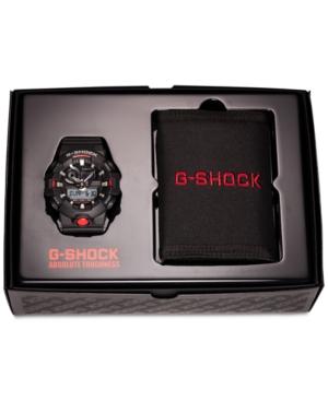 G-shock Men's Analog-digital Black Resin Strap Watch & Logo Wallet Gift Set 58mm