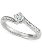 Diamond Cluster Twist Engagement Ring (1/2 Ct. T.w.) In 14k White Gold