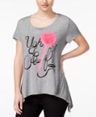 Hybrid Juniors' As If Handkerchief-hem Graphic T-shirt