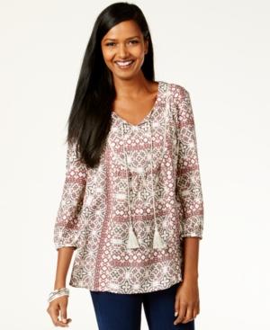 Style & Co. Printed Peasant Top, Only At Macy's