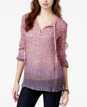 Lucky Brand Sheer Printed Top