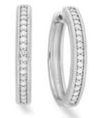 Diamond Earrings, Sterling Silver Diamond Hoop Earrings (1/4 Ct. Tw.)