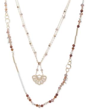 Lonna & Lilly Gold-tone Beaded Lace Coin Pendant Necklace