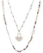 Lonna & Lilly Gold-tone Beaded Lace Coin Pendant Necklace