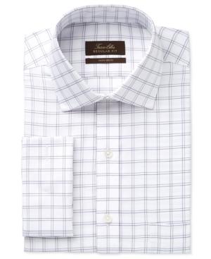 Tasso Elba Men's Classic-fit Non-iron Double Windowpane French Cuff Dress Shirt, Only At Macy's