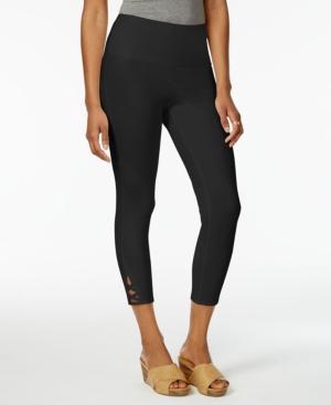 Style & Co Lattice-hem Tummy Comfort Capri Leggings, Created For Macy's