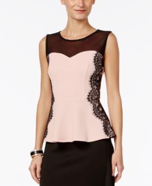 Thalia Sodi Lace-trim Peplum Top, Only At Macy's