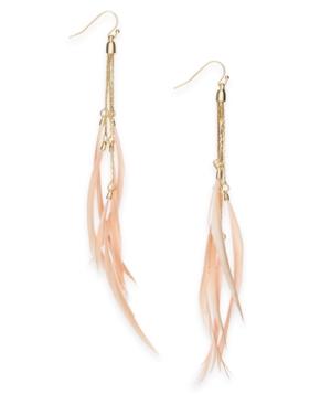 I.n.c. Gold-tone Feathered Drop Earrings, Created For Macy's