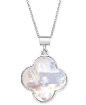 Mother-of-pearl Clover 18 Pendant Necklace In Sterling Silver