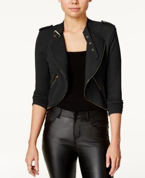 Material Girl Juniors' Cropped Military-style Moto Jacket, Only At Macy's