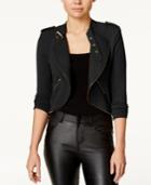 Material Girl Juniors' Cropped Military-style Moto Jacket, Only At Macy's