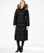 London Fog Faux-fur-trim Hooded Down Maxi Coat