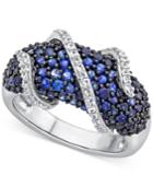 Lab-created Blue Sapphire (2-1/3 Ct. T.w.) And White Sapphire (1/4 Ct. T.w.) Ring In Sterling Silver