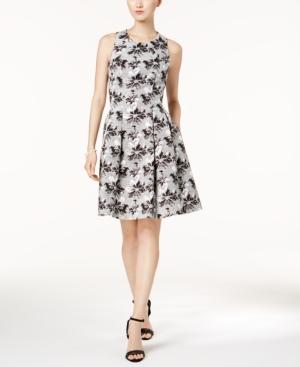 Nine West Floral Jacquard Fit & Flare Dress