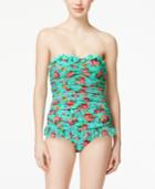 Betsey Johnson Ruffle-trim Floral-print Swimdress Women's Swimsuit
