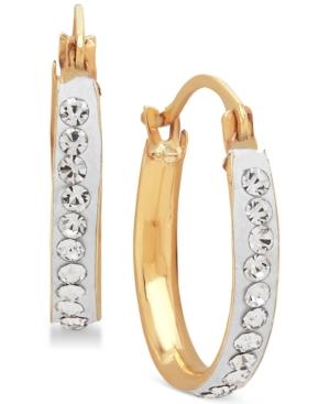 Crystal Accented Hoop Earrings In 14k Gold