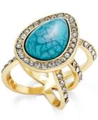 Thalia Sodi Gold-tone Blue Stone Pave Crystal Statement Ring, Only At Macy's