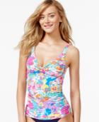 Anne Cole Deep-v Floral Tankini Top Women's Swimsuit