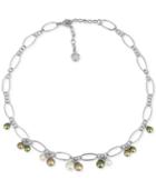 Majorica Silver-tone Multi Imitation Pearl Link Necklace