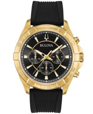 Bulova Men's Black Silicone Strap Watch 43mm