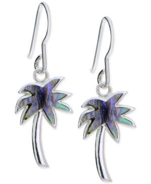 Giani Bernini Iridescent Inlay Palm Tree Drop Earrings In Sterling Silver, Created For Macy's