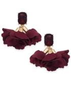 I.n.c. Gold-tone Mesh-covered Stone & Fabric Flower Drop Earrings, Created For Macy's