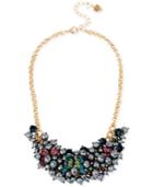 Betsey Johnson Two-tone Pave Butterfly And Imitation Pearl Cluster Statement Necklace