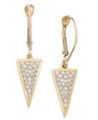 Wrapped Diamond Triangle Drop Earrings In 10k Gold (1/6 Ct. T.w.)