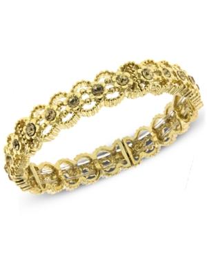 2028 Bracelet, Gold-tone Glass Crystal Stretch Bangle Bracelet