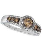 Le Vian Chocolatier Chocolate And White Halo Diamond Ring (3/4 Ct. T.w.) In 14k White Gold