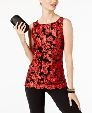 Inc International Concepts Embroidered-front Top, Created For Macy's