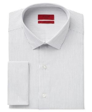 Alfani Red Men's Fitted Performance Black Texture Stripe French Cuff Dress Shirt, Only At Macy's