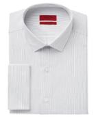 Alfani Red Men's Fitted Performance Black Texture Stripe French Cuff Dress Shirt, Only At Macy's