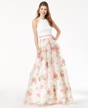B Darlin Juniors' Printed Illusion Gown, A Macy's Exclusive Style