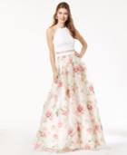B Darlin Juniors' Printed Illusion Gown, A Macy's Exclusive Style