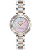 Citizen Women's Carina Diamond & Ruby Accent Two-tone Stainless Steel Bracelet Watch 28mm Em0466-53n, Limited Edition