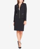 Tahari Asl Zip-front Moto Skirt Suit