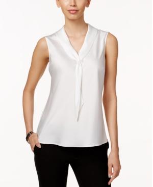 Tahari Asl Petite Sleeveless Tie-neck Blouse