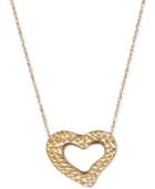 Textured Open Heart Pendant Necklace In 10k Gold