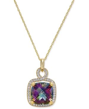 Mystic Quartz (6-1/6 Ct. T.w.) And Diamond (1/3 Ct. T.w.) Pendant Necklace In 14k Gold