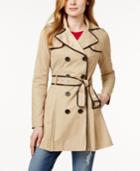 Bcbgeneration Faux-leather-trim Skirted Trench Coat