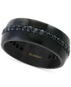 Effy Men's Black Sapphire Band (1-1/10 Ct. T.w.) Band In Titanium-plated Stainless Steel