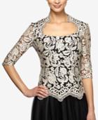 Alex Evenings 3/4-sleeve Embroidered Top