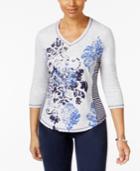 Karen Scott Mixed-print Active Top, Only At Macy's