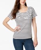 Karen Scott Embellished Striped T-shirt, Created For Macy's