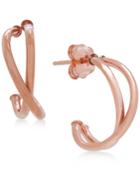 Crisscross J-hoop Earrings In 10k White/rose Gold, Rose Gold, White Gold Or Gold