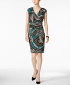 Kasper Zigzag Swirls Surplice Dress